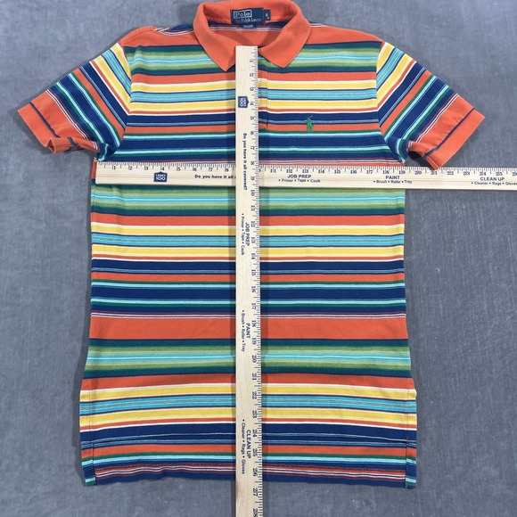 Polo Ralph Lauren‎ Mens Small Orange Green Blue Yellow Striped Polo Shirt - Picture 5 of 6